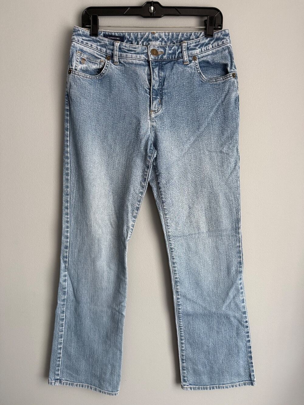 Lands' End Women's 8 Straight Leg Jeans Light Wash Mid Rise Classic Denim Casual